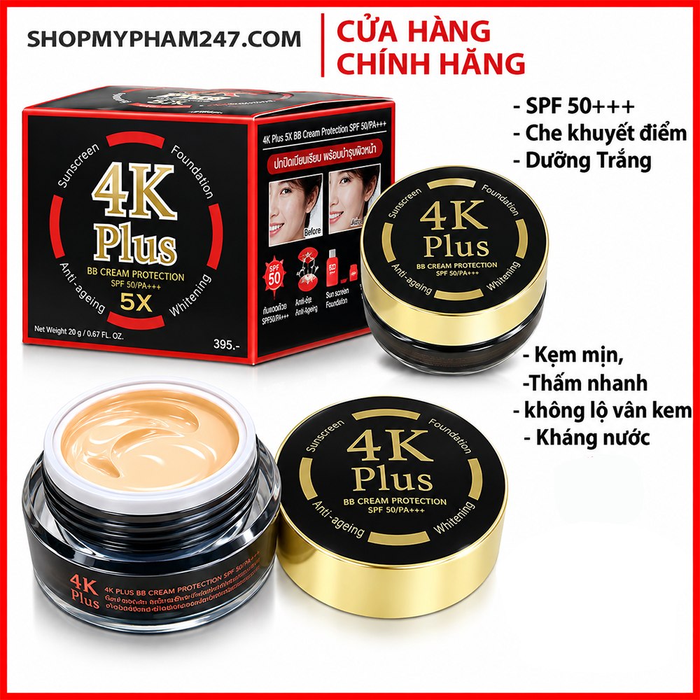 Kem 4K Plus Dưỡng Trắng Chống Lão Hóa 5X BB Cream – Nâng Tone, Che Khuyết Điểm Và Chống Nắng2