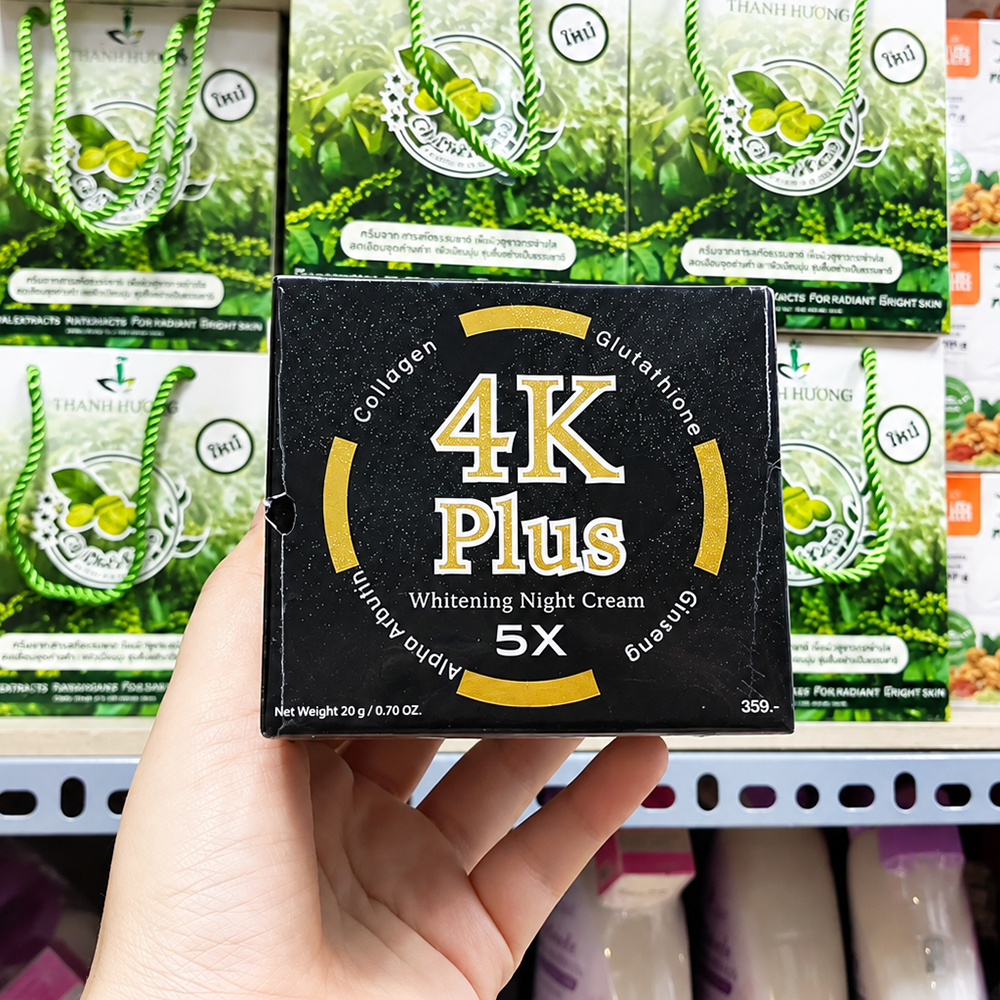 Kem Face Dưỡng Trắng Da Ban Đêm 4K Plus 5x Màu Đen Chính Hãng Thái Lan4