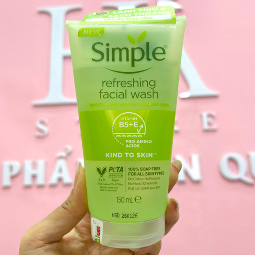 Sữa Rửa Mặt Simple Dạng Gel Kind To Skin Refreshing Facial Wash Gel 150ml6