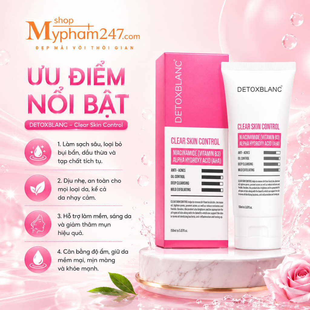 Sữa Rửa Mặt Sinh Học Đa Năng Clear Skin Control Detoxblanc65