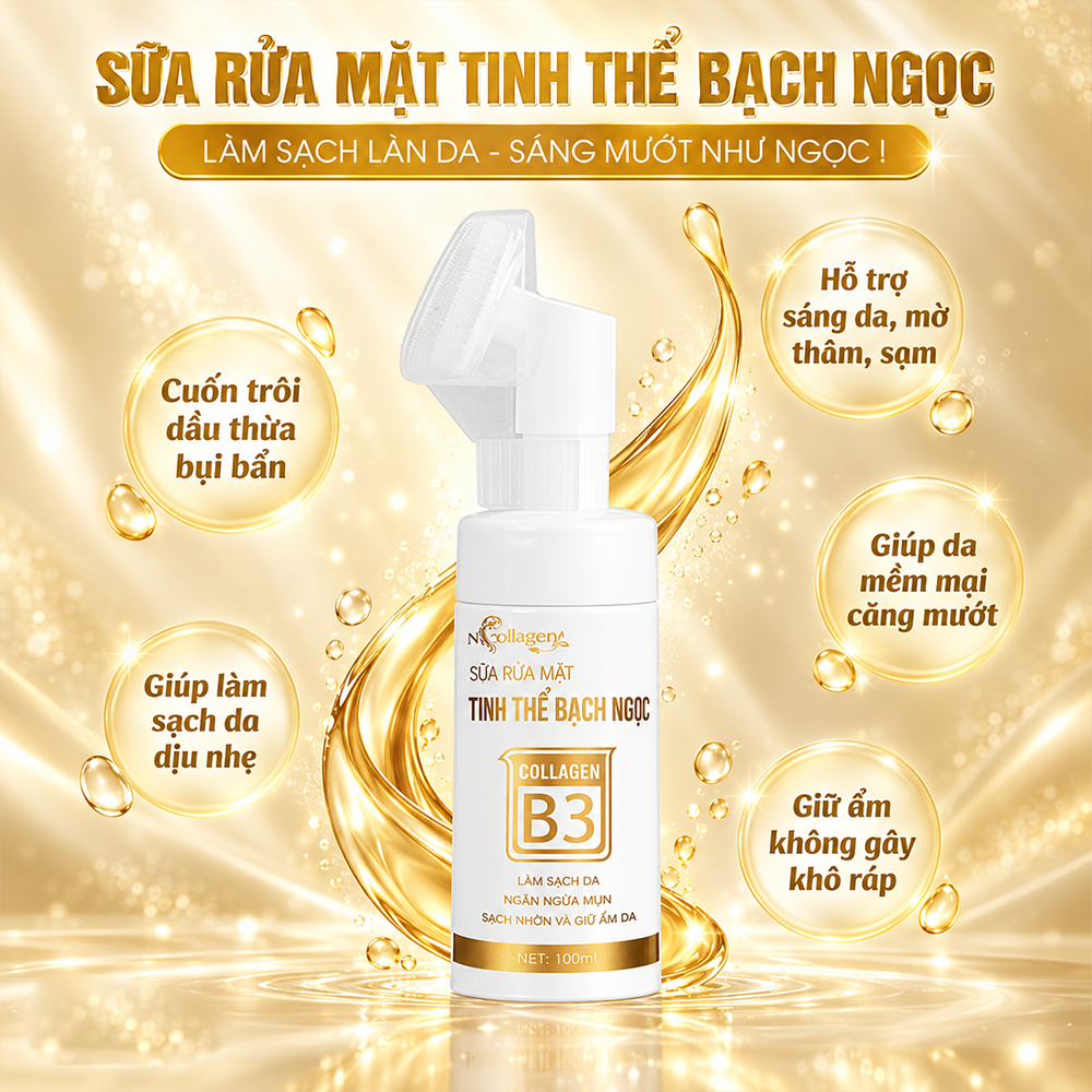 Sữa Rửa Mặt Tinh Thể Bạc Bạch Ngọc N Collagen – Làm Sạch Da, Hỗ Trợ Dưỡng Ẩm Và Chăm Sóc Da Mềm Mịn1