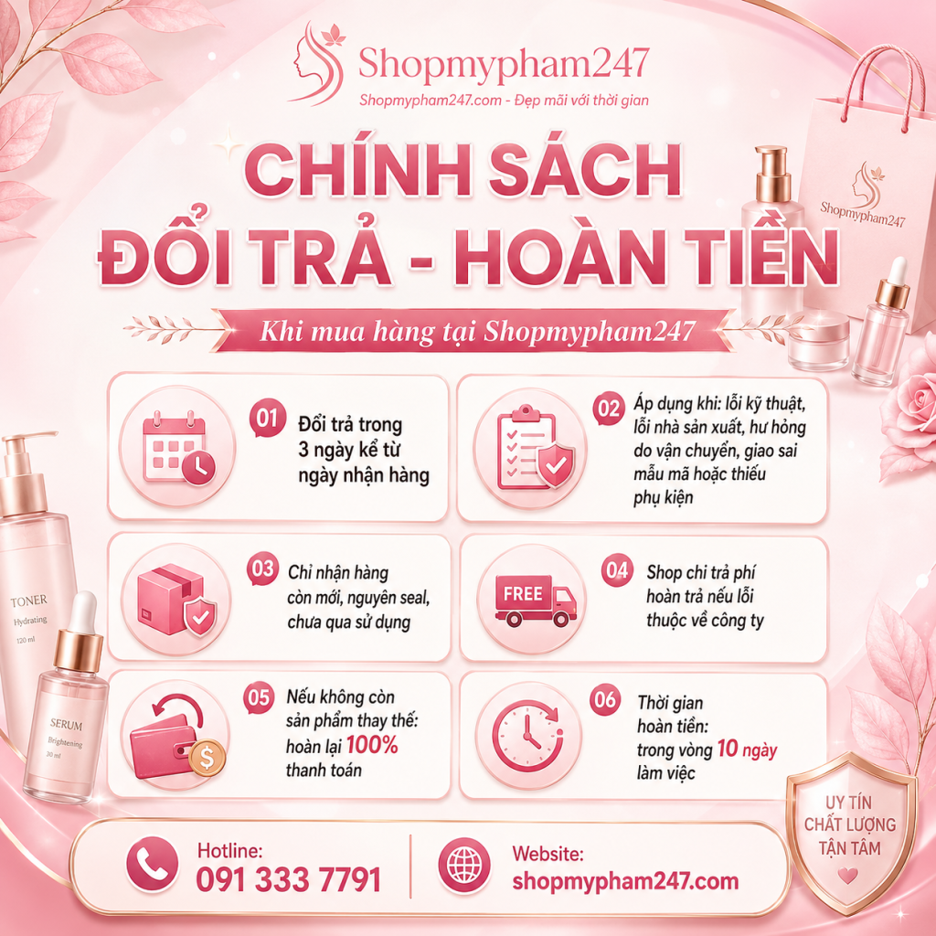 Chính Sách Đổi Trã Hoàn Tiền Khi Mua Hàng Tại Shopmypham247