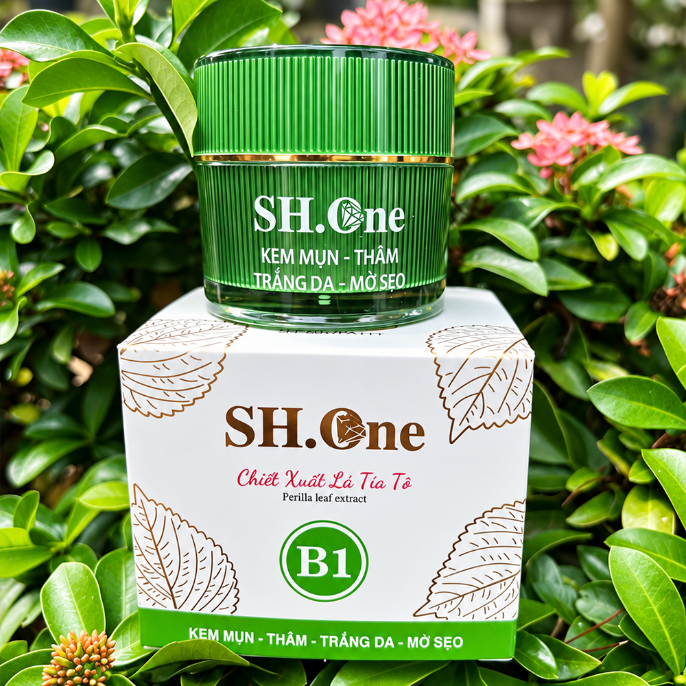 Kem Mụn Thâm B1 SH One Màu Xanh Chiết Xuất Lá Tía Tô - Dưỡng Da Trắng Hồng Tự Nhiên1