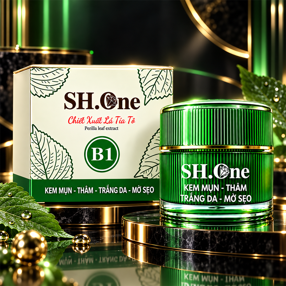 Kem Mụn Thâm B1 SH One Màu Xanh Chiết Xuất Lá Tía Tô - Dưỡng Da Trắng Hồng Tự Nhiên6