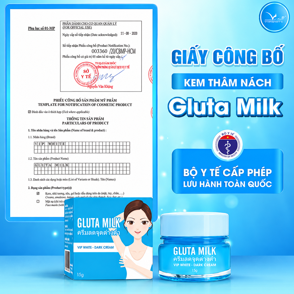Kem Thâm Nách Gluta Milk Vip White - Khắc Tinh Của Vùng Da Cánh Gà, Xỉn Màu2
